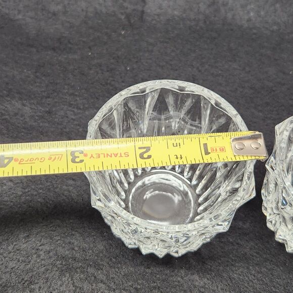 Crystal Votive Candle Holders Heavy Sparkles Prism 2.5” Tall Set of 2 - Picture 3 of 5